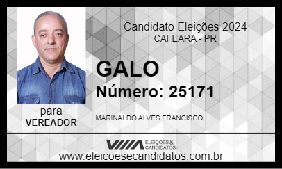 Candidato GALO 2024 - CAFEARA - Eleições