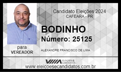 Candidato BODINHO 2024 - CAFEARA - Eleições