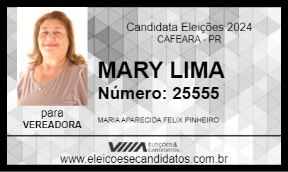 Candidato MARY LIMA 2024 - CAFEARA - Eleições