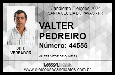 Candidato VALTER PEDREIRO 2024 - SANTA CECÍLIA DO PAVÃO - Eleições