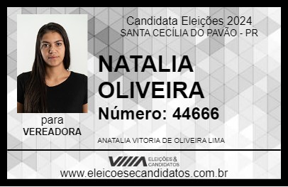 Candidato NATALIA OLIVEIRA 2024 - SANTA CECÍLIA DO PAVÃO - Eleições