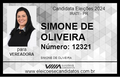 Candidato SIMONE DE OLIVEIRA 2024 - IRATI - Eleições