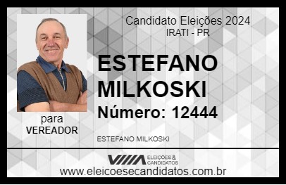 Candidato ESTEFANO MILKOSKI 2024 - IRATI - Eleições