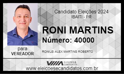 Candidato RONI MARTINS 2024 - IBAITI - Eleições