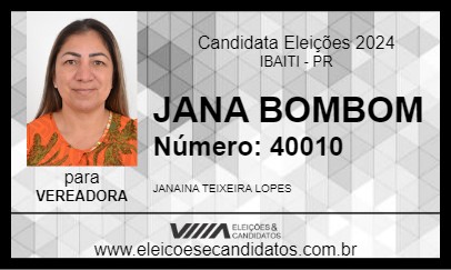 Candidato JANA BOMBOM 2024 - IBAITI - Eleições