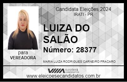 Candidato LUIZA DO SALÃO 2024 - IRATI - Eleições