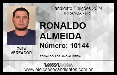 Candidato RONALDO ALMEIDA 2024 - IPIRANGA - Eleições