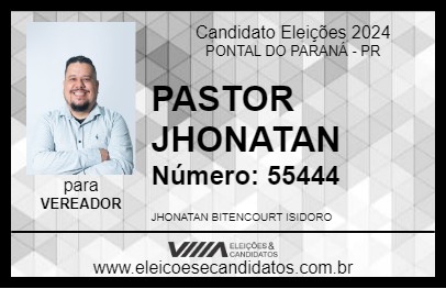 Candidato PASTOR JHONATAN 2024 - PONTAL DO PARANÁ - Eleições