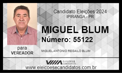 Candidato MIGUEL BLUM 2024 - IPIRANGA - Eleições