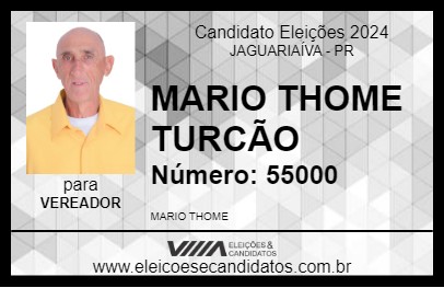 Candidato MARIO THOME TURCÃO 2024 - JAGUARIAÍVA - Eleições