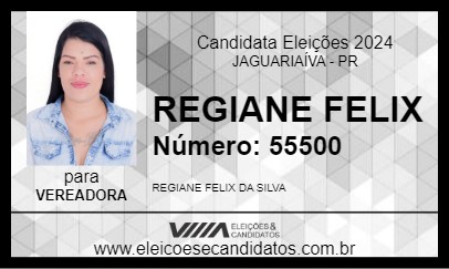 Candidato REGIANE FELIX 2024 - JAGUARIAÍVA - Eleições