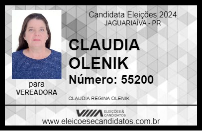 Candidato CLAUDIA OLENIK 2024 - JAGUARIAÍVA - Eleições