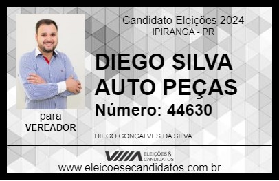 Candidato DIEGO SILVA AUTO PEÇAS 2024 - IPIRANGA - Eleições