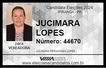 Candidato JUCIMARA LOPES 2024 - IPIRANGA - Eleições