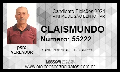 Candidato CLAISMUNDO 2024 - PINHAL DE SÃO BENTO - Eleições