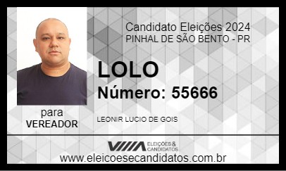 Candidato LOLO 2024 - PINHAL DE SÃO BENTO - Eleições