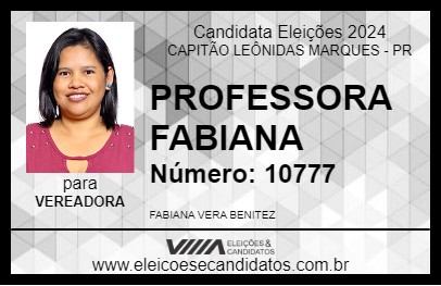 Candidato PROFESSORA FABIANA 2024 - CAPITÃO LEÔNIDAS MARQUES - Eleições