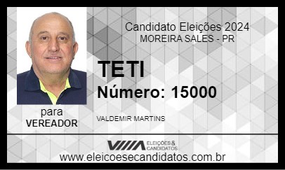 Candidato TETI 2024 - MOREIRA SALES - Eleições