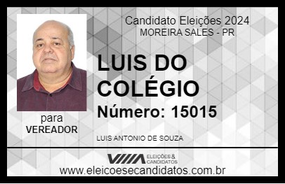 Candidato LUIS DO COLÉGIO 2024 - MOREIRA SALES - Eleições