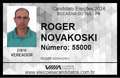 Candidato ROGER NOVAKOSKI 2024 - BOCAIÚVA DO SUL - Eleições