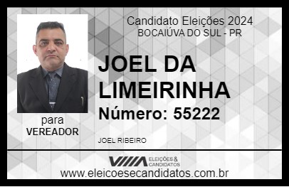 Candidato JOEL DA LIMEIRINHA 2024 - BOCAIÚVA DO SUL - Eleições