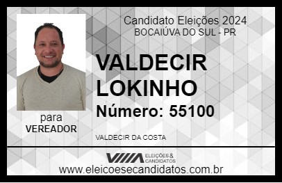 Candidato VALDECIR LOKINHO 2024 - BOCAIÚVA DO SUL - Eleições