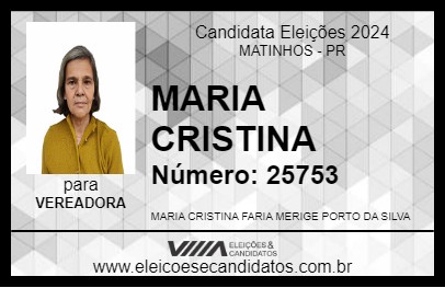 Candidato MARIA CRISTINA 2024 - MATINHOS - Eleições