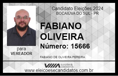 Candidato FABIANO OLIVEIRA 2024 - BOCAIÚVA DO SUL - Eleições