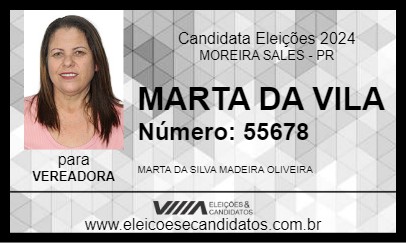 Candidato MARTA DA VILA 2024 - MOREIRA SALES - Eleições