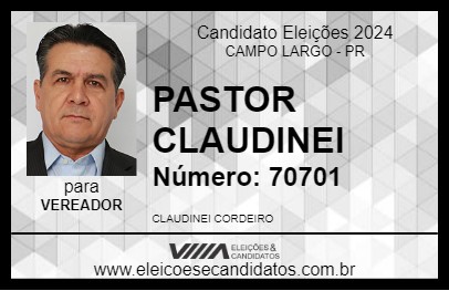 Candidato PASTOR CLAUDINEI 2024 - CAMPO LARGO - Eleições