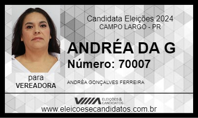 Candidato ANDRÉA DA G 2024 - CAMPO LARGO - Eleições