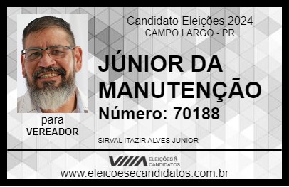 Candidato JÚNIOR DA MANUTENÇÃO  2024 - CAMPO LARGO - Eleições