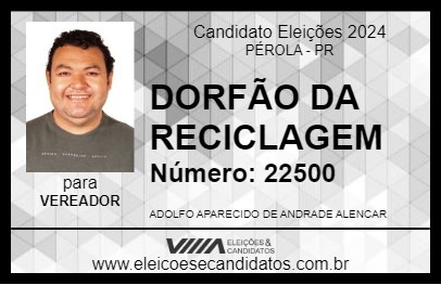 Candidato DORFÃO DA RECICLAGEM 2024 - PÉROLA - Eleições