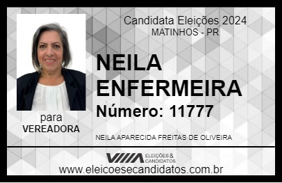 Candidato NEILA ENFERMEIRA 2024 - MATINHOS - Eleições