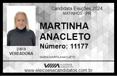 Candidato MARTINHA ANACLETO 2024 - MATINHOS - Eleições