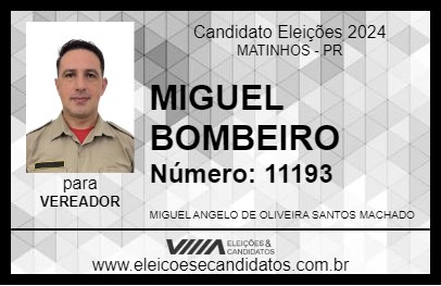 Candidato MIGUEL BOMBEIRO 2024 - MATINHOS - Eleições