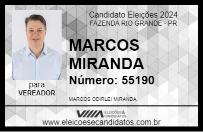 Candidato MARCOS MIRANDA 2024 - FAZENDA RIO GRANDE - Eleições