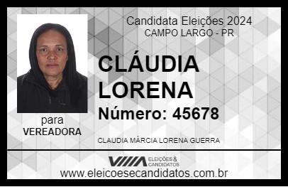 Candidato CLÁUDIA LORENA 2024 - CAMPO LARGO - Eleições