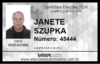 Candidato JANETE SZUPKA 2024 - CAMPO LARGO - Eleições