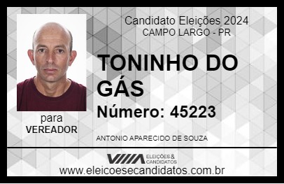 Candidato TONINHO DO GÁS 2024 - CAMPO LARGO - Eleições