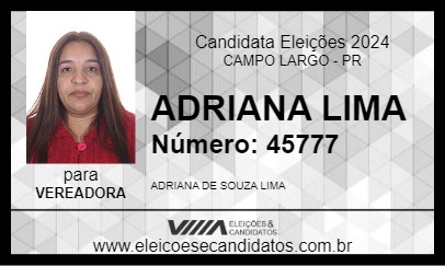 Candidato ADRIANA LIMA 2024 - CAMPO LARGO - Eleições