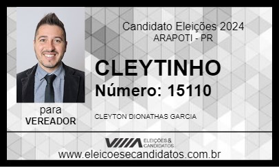 Candidato CLEYTINHO 2024 - ARAPOTI - Eleições