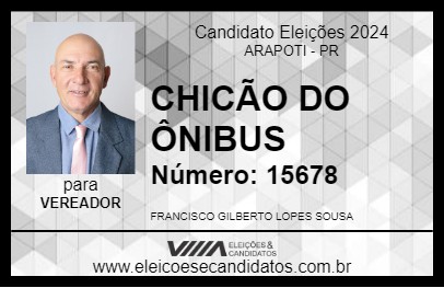 Candidato CHICÃO DO ÔNIBUS 2024 - ARAPOTI - Eleições