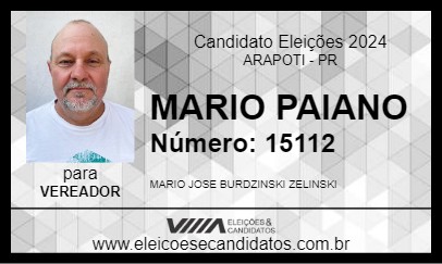 Candidato MARIO PAIANO 2024 - ARAPOTI - Eleições