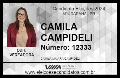 Candidato CAMILA CAMPIDELI 2024 - APUCARANA - Eleições