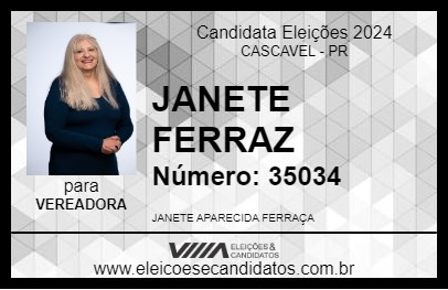 Candidato JANETE FERRAZ 2024 - CASCAVEL - Eleições