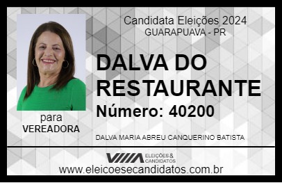 Candidato DALVA DO RESTAURANTE 2024 - GUARAPUAVA - Eleições