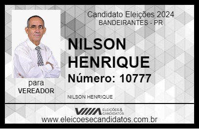 Candidato NILSON HENRIQUE 2024 - BANDEIRANTES - Eleições