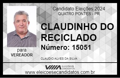 Candidato CLAUDINHO DO RECICLADO 2024 - QUATRO PONTES - Eleições