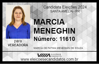 Candidato MARCIA MENEGHIN 2024 - SANTA AMÉLIA - Eleições